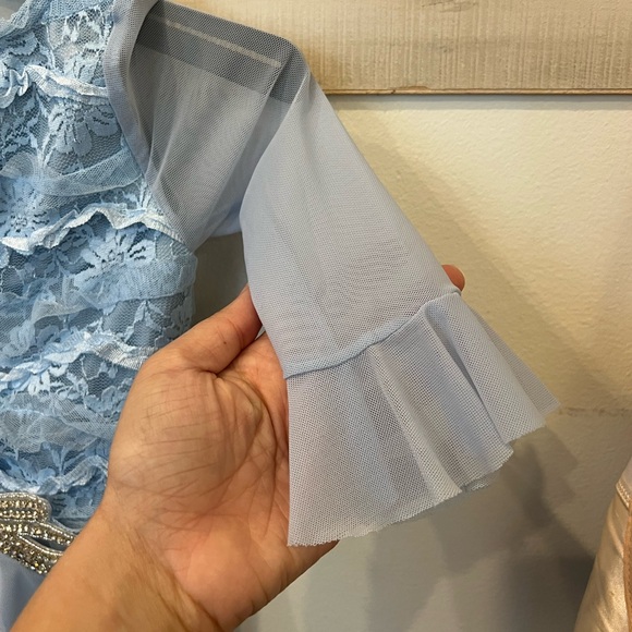 Weissman Go Your Own Way lyrical dance costume sky blue, lace ruffles, SC - Picture 6 of 8